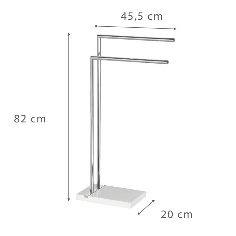 Stojak na ręczniki Noble white, 2 ramienny, chromowany