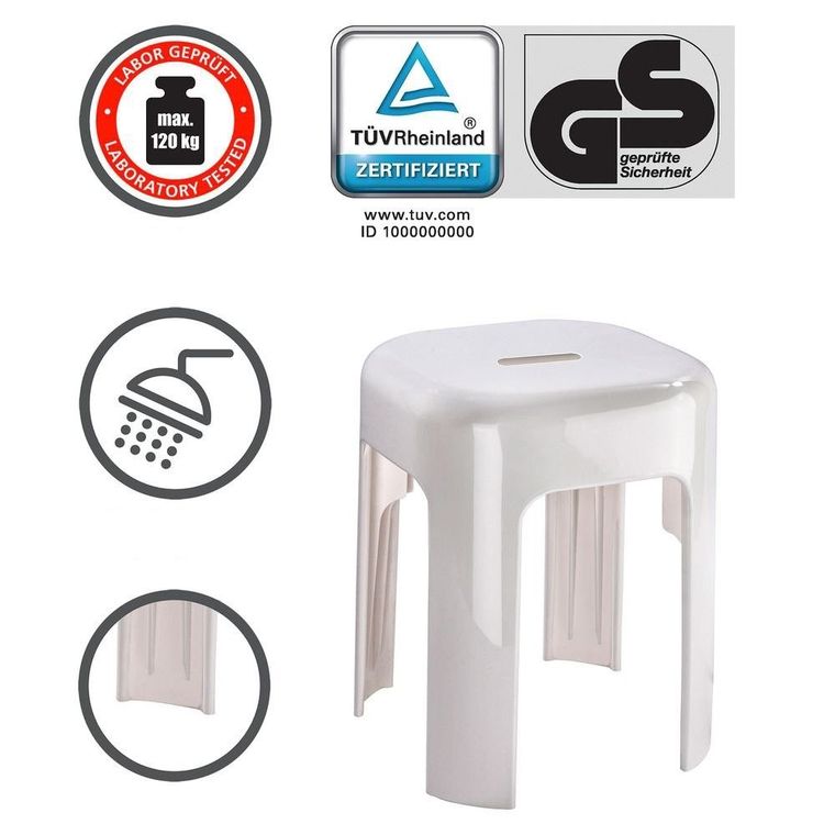 Stołek prysznicowy, plastikowy, Alaska