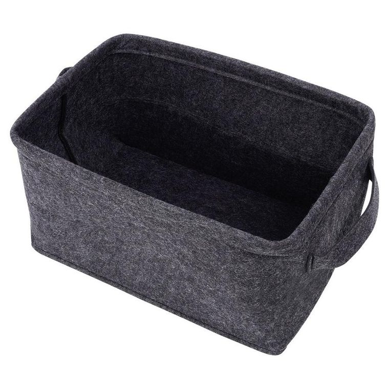 Storage Solutions, koszyk do przechowywania, filcowy, składany, czarny, 36-27-20 cm