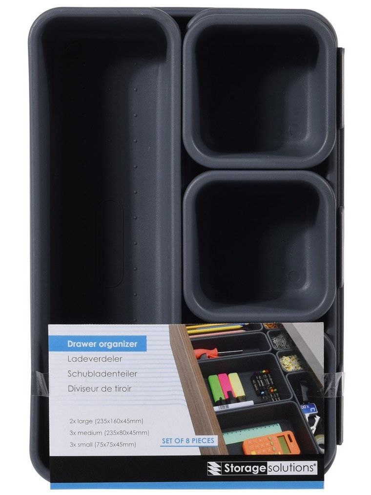 Storage Solutions, organizery do szuflad, szare, 8 szt.