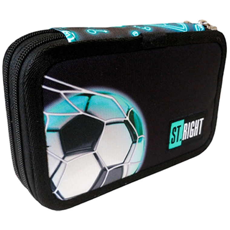 St.Right, piórnik rozkładany, podwójny, z wyposażeniem, Neon Football