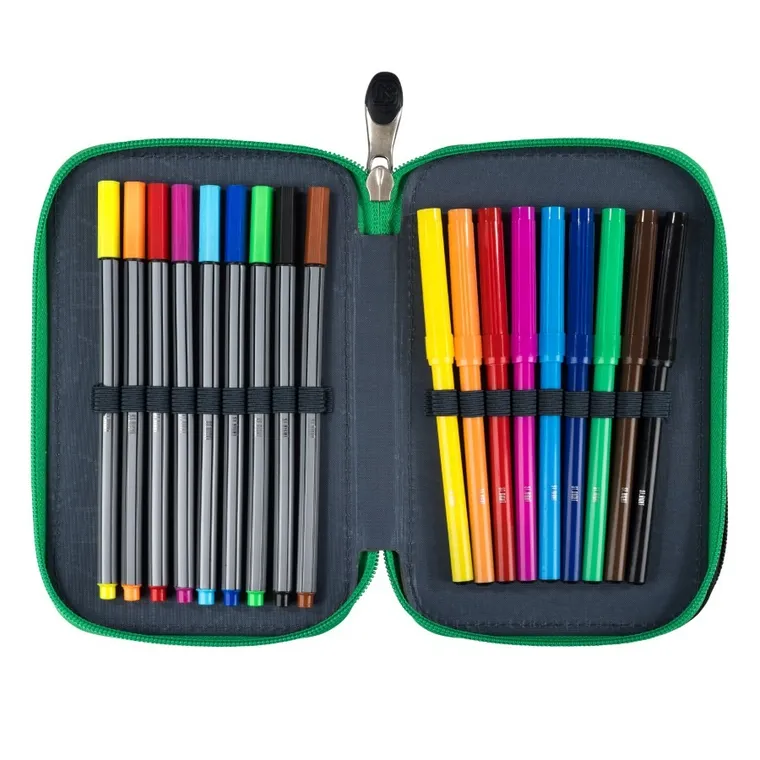 St.Right, piórnik rozkładany, potrójny, z wyposażeniem, Green Game