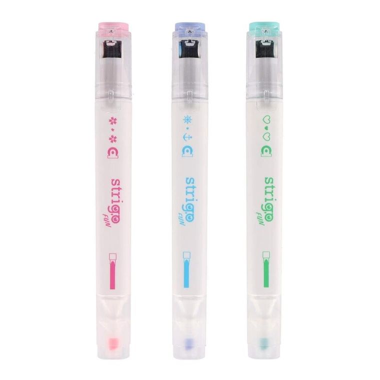 Strigo, kapibara, zakreślacze i stempelki na rolce, 2w1, 3 szt.