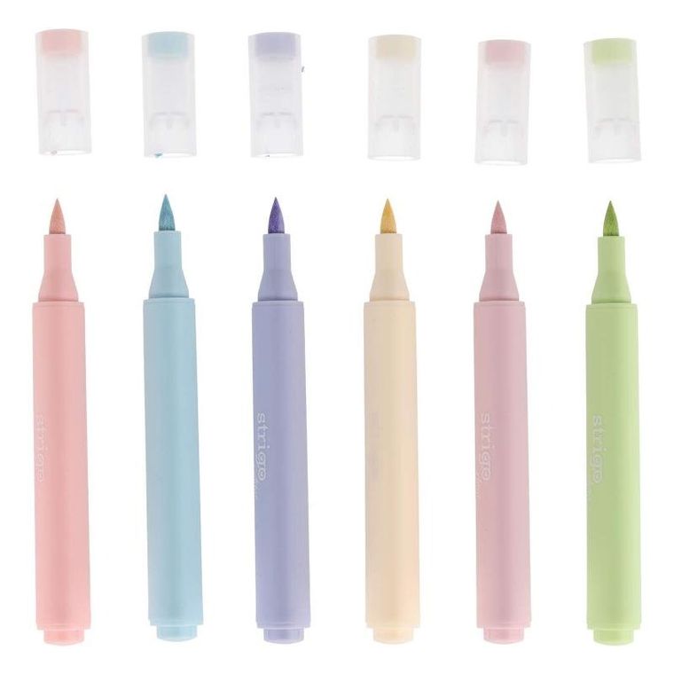 Strigo, marker akrylowy, pędzelkowy, 6 kolorów