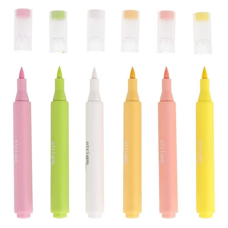 Strigo, marker akrylowy, pędzelkowy, 6 kolorów