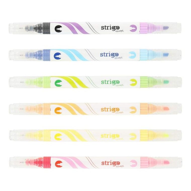 Strigo, zakreślacz i cienkopis, 2w1, 6 kolorów