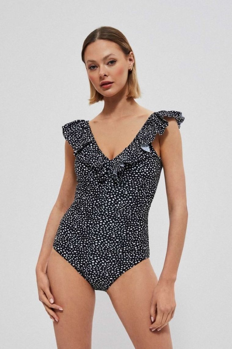 Strój kąpielowy damski jednoczęściowy, czarny, Moodo