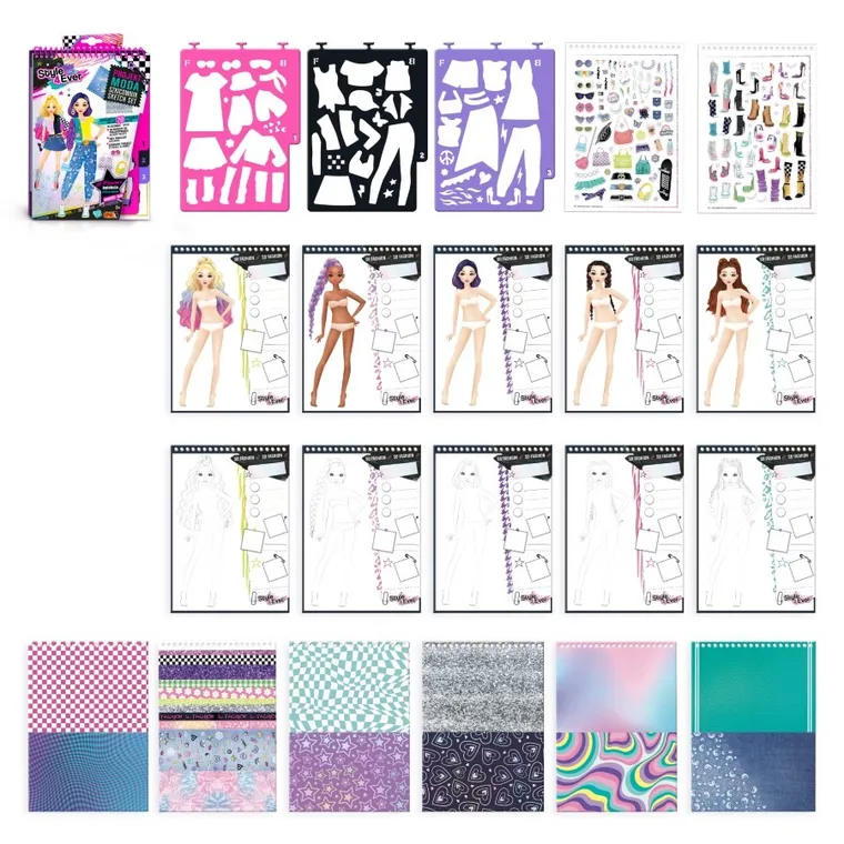 Style4Ever, Projekt Moda, Szkicownik, zestaw kreatywny z naklejkami