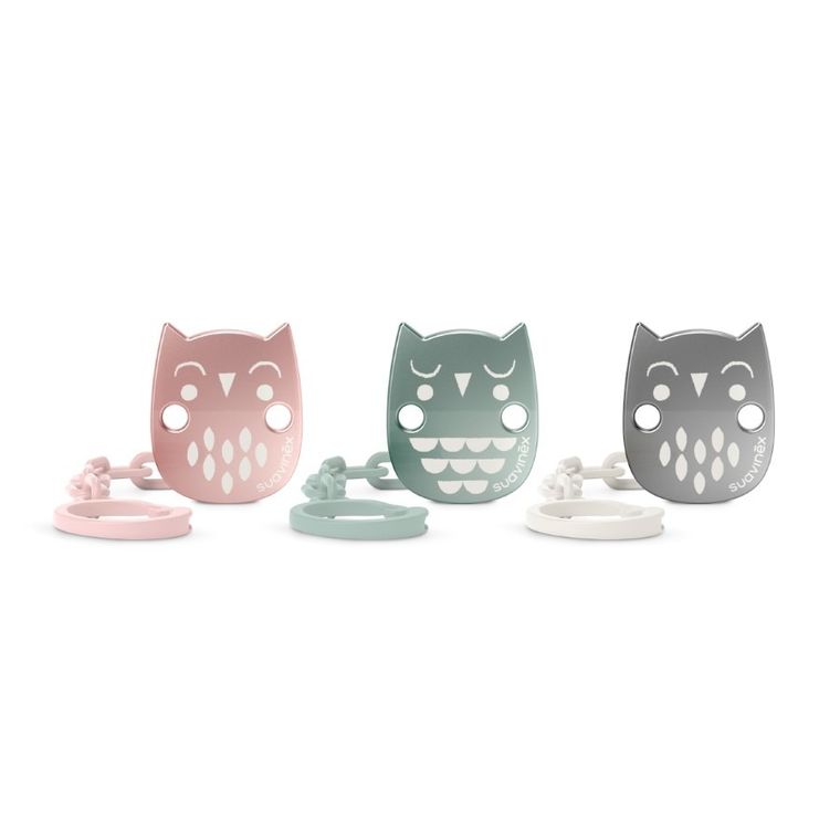 Suavinex, Premium, Bonhomia, Sowa, klips do smoczka, mięta