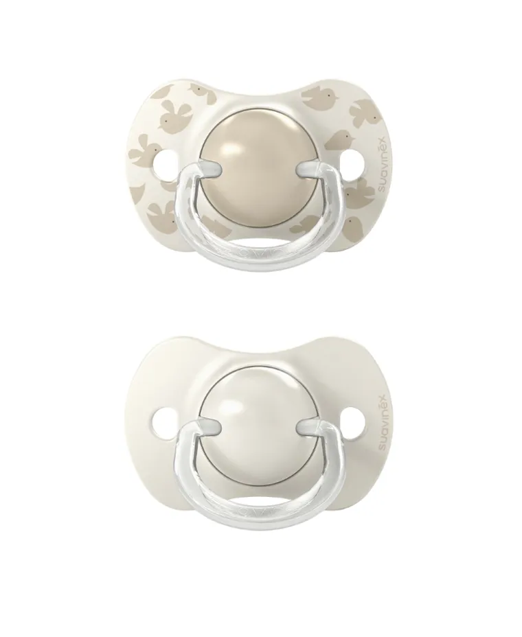 Suavinex, SX Pro, Birdies, smoczek fizjologiczny, waniliowy, 6-18 m, 2 szt.