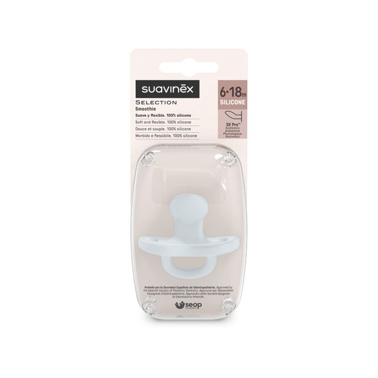 Suavinex, SX Pro, smoczek anatomiczny, silikonowy, jasnoniebieski, 6-18m