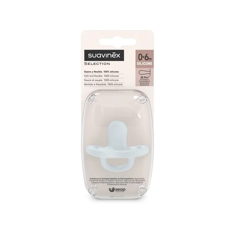 Suavinex, SX Pro, smoczek fizjologiczny, silikonowy, jasnoniebieski, 0-6 m