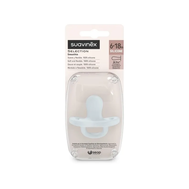 Suavinex, SX Pro, smoczek fizjologiczny, silikonowy, jasnoniebieski, 6-18 m