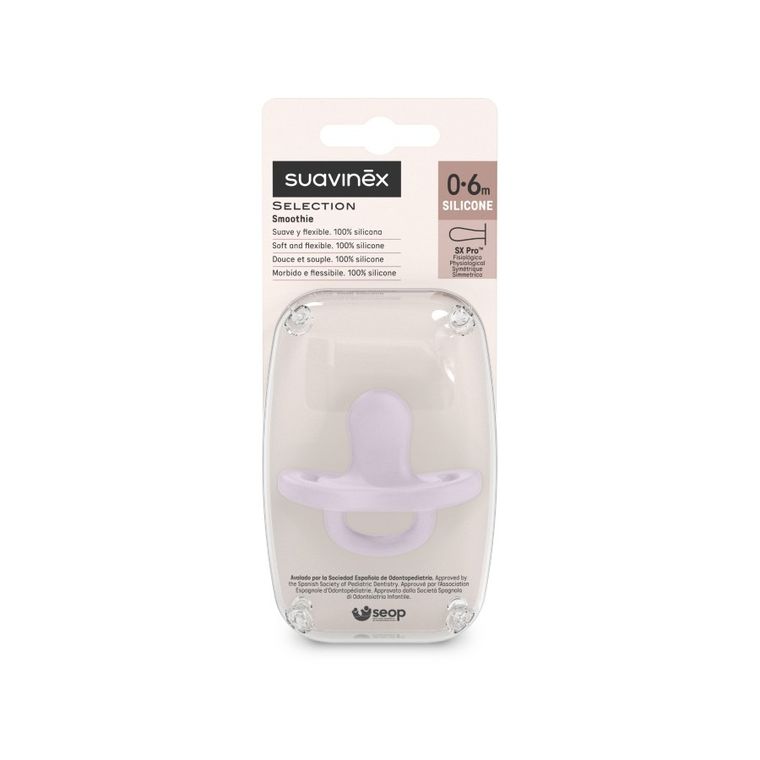 Suavinex, SX Pro, smoczek fizjologiczny, silikonowy, lawendowy, 0-6 m
