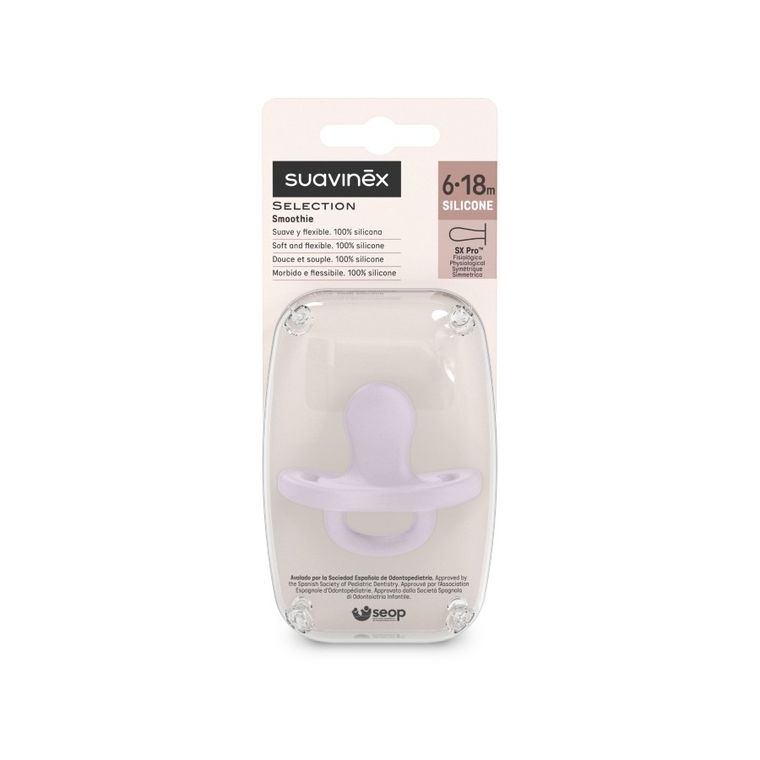 Suavinex, SX Pro, smoczek fizjologiczny, silikonowy, lawendowy, 6-18 m