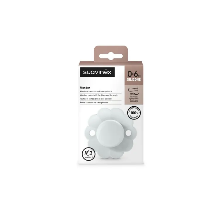 Suavinex, SX Pro, Wonder, smoczek fizjologiczny, silikonowy, błękitny, 0-6 m