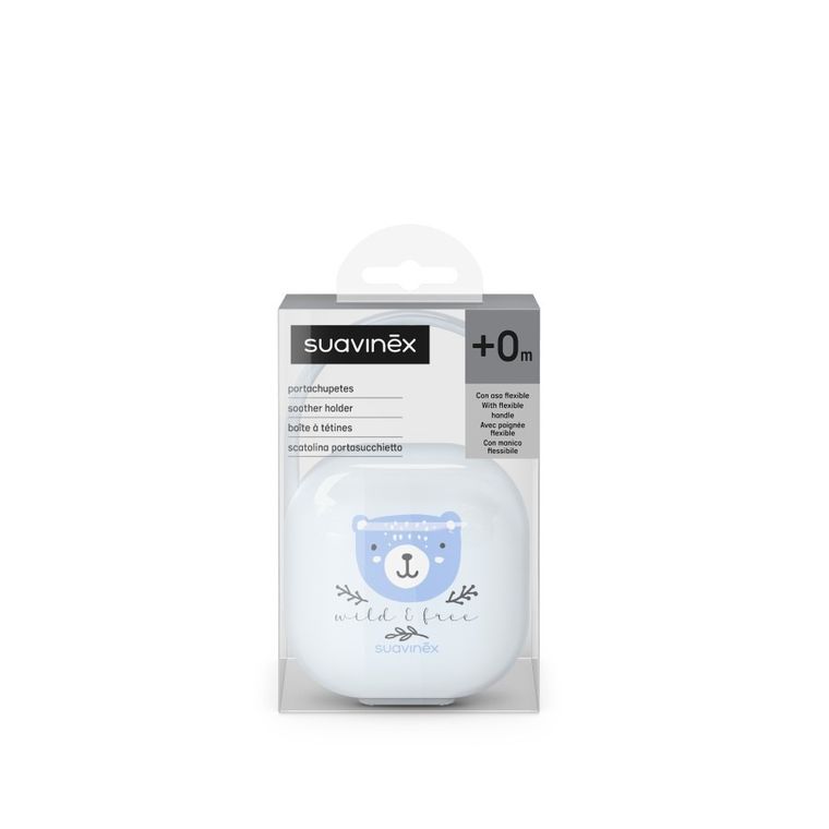 Suavinex, Wild & Free, etui na smoczek, niebieskie