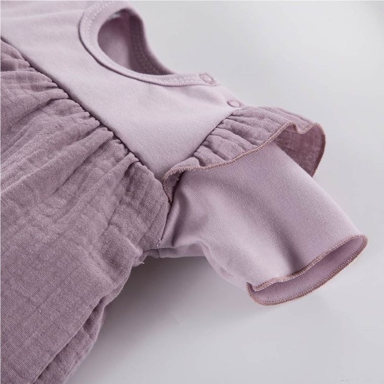 Sukienka body dziewczęca z krótkim rękawem, fioletowa, Eevi