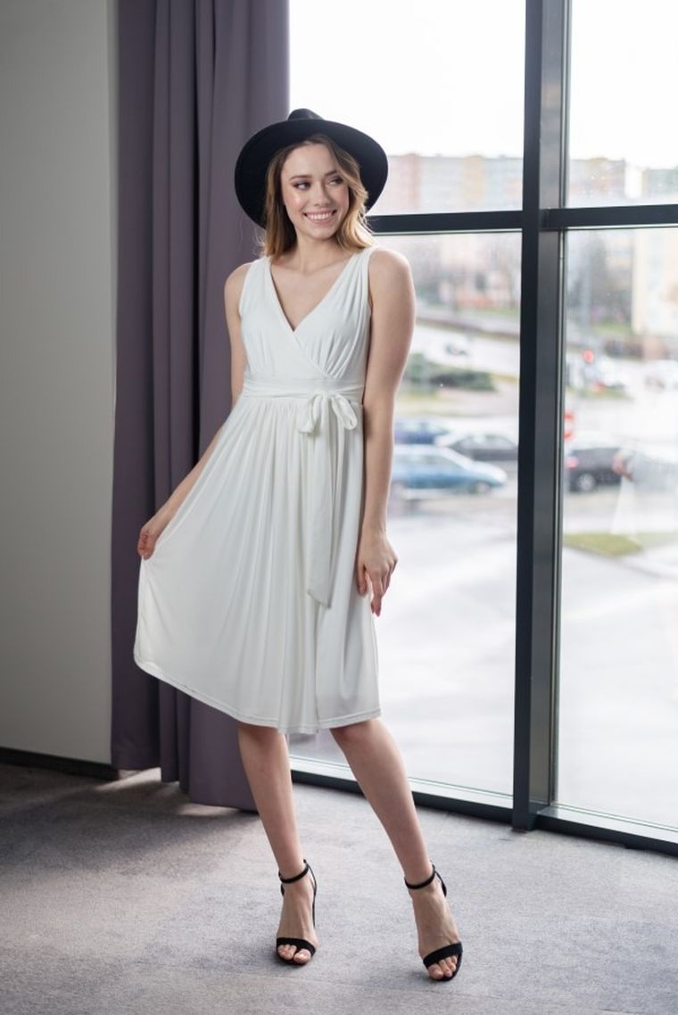 Sukienka damska bez rękawów, ciążowa, ecru, Miracle