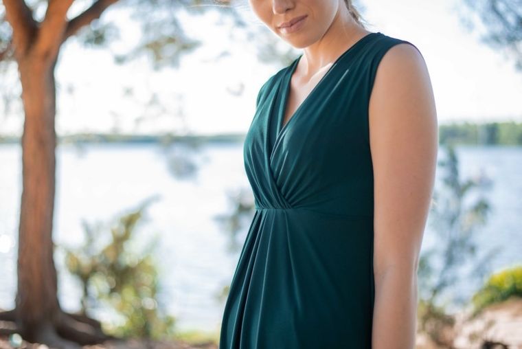 Sukienka damska bez rękawów, do karmienia, zielona, Miracle