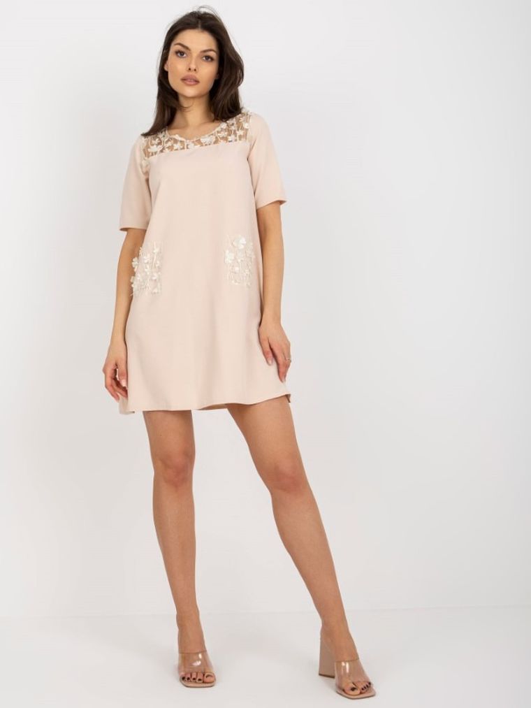 Sukienka damska, beżowa, Lakerta