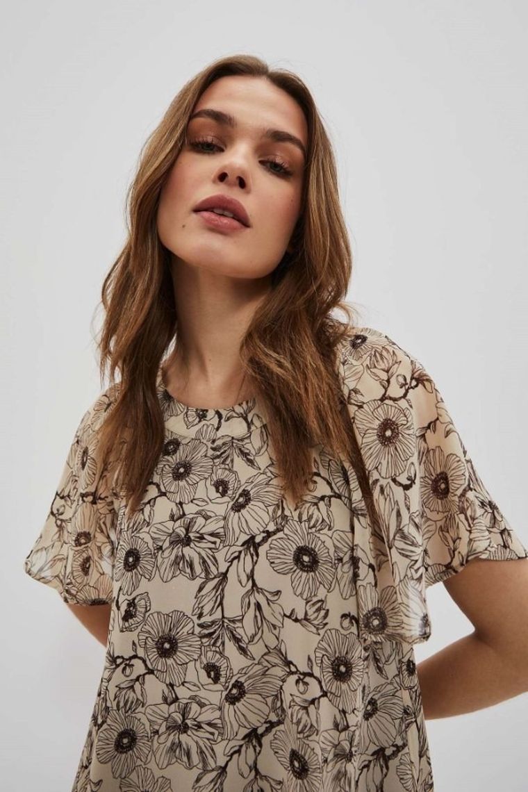 Sukienka damska, beżowa, Moodo