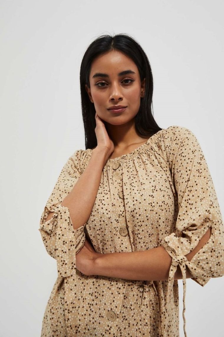 Sukienka damska, beżowa, Moodo