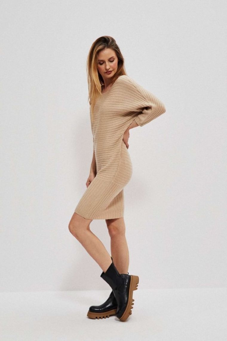 Sukienka damska, beżowa, Moodo