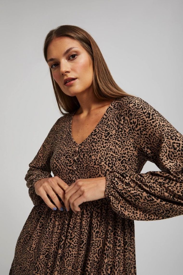 Sukienka damska, beżowa, Moodo