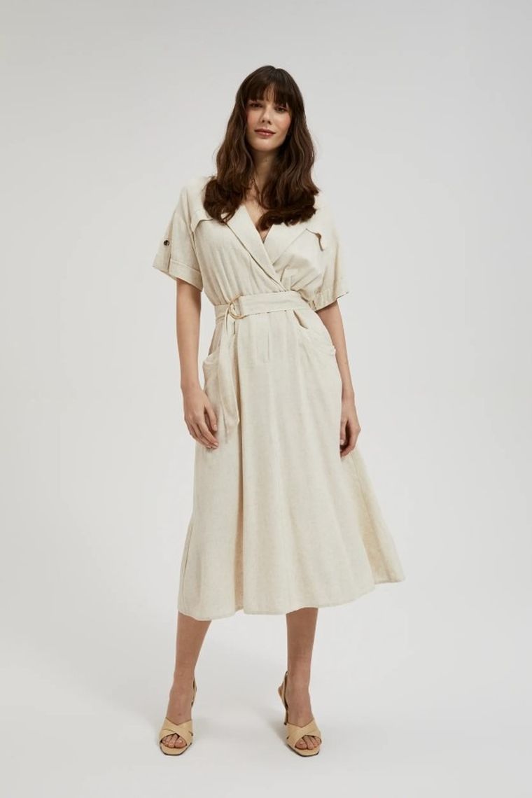 Sukienka damska, beżowa, Moodo