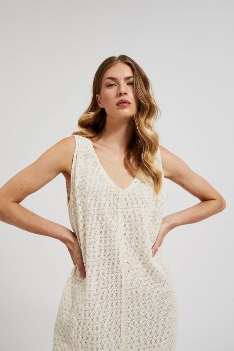 Sukienka damska, beżowa, Moodo