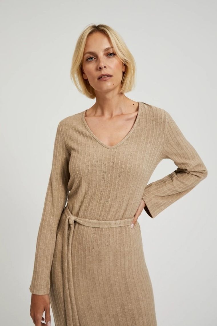 Sukienka damska, beżowa, Moodo