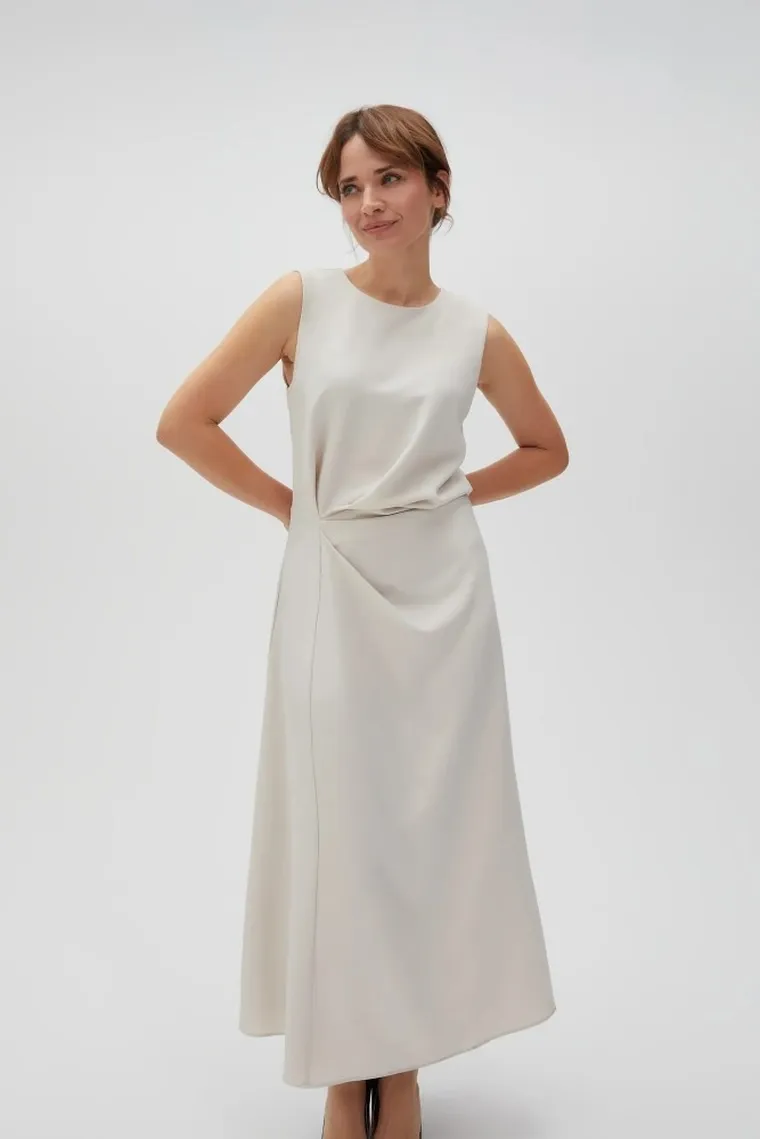 Sukienka damska, beżowa, Moodo