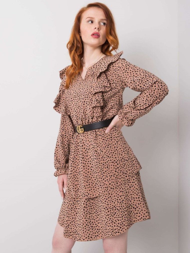 Sukienka damska, beżowa, Rue Paris