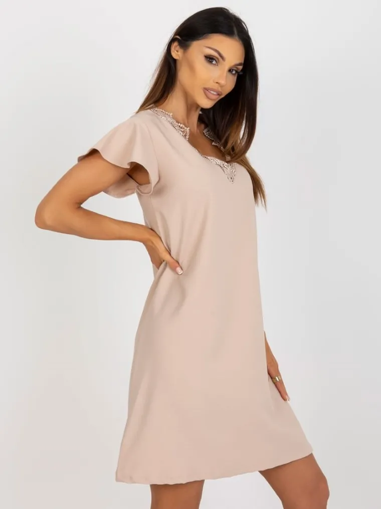 Sukienka damska, beżowa, Rue Paris