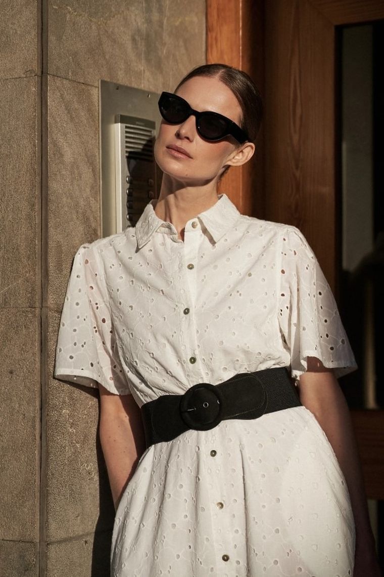 Sukienka damska, biała, Moodo