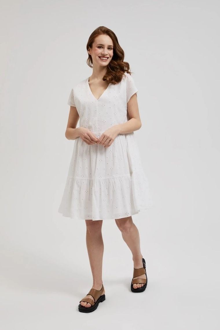 Sukienka damska, biała, Moodo