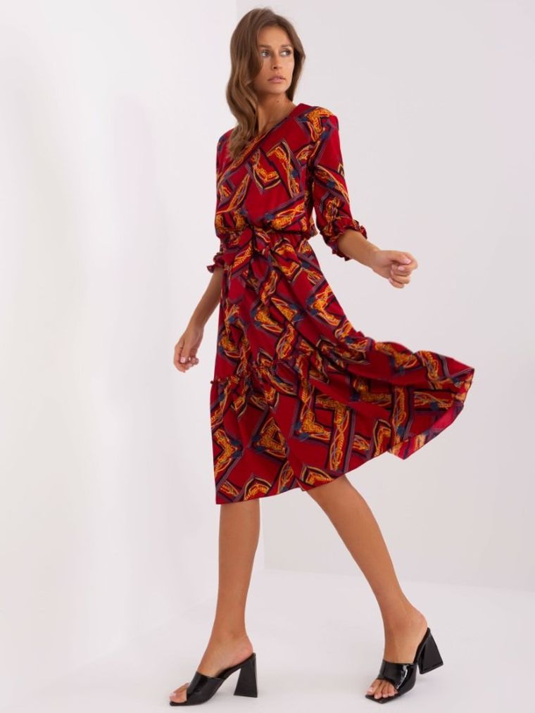 Sukienka damska, bordowa, Lakerta