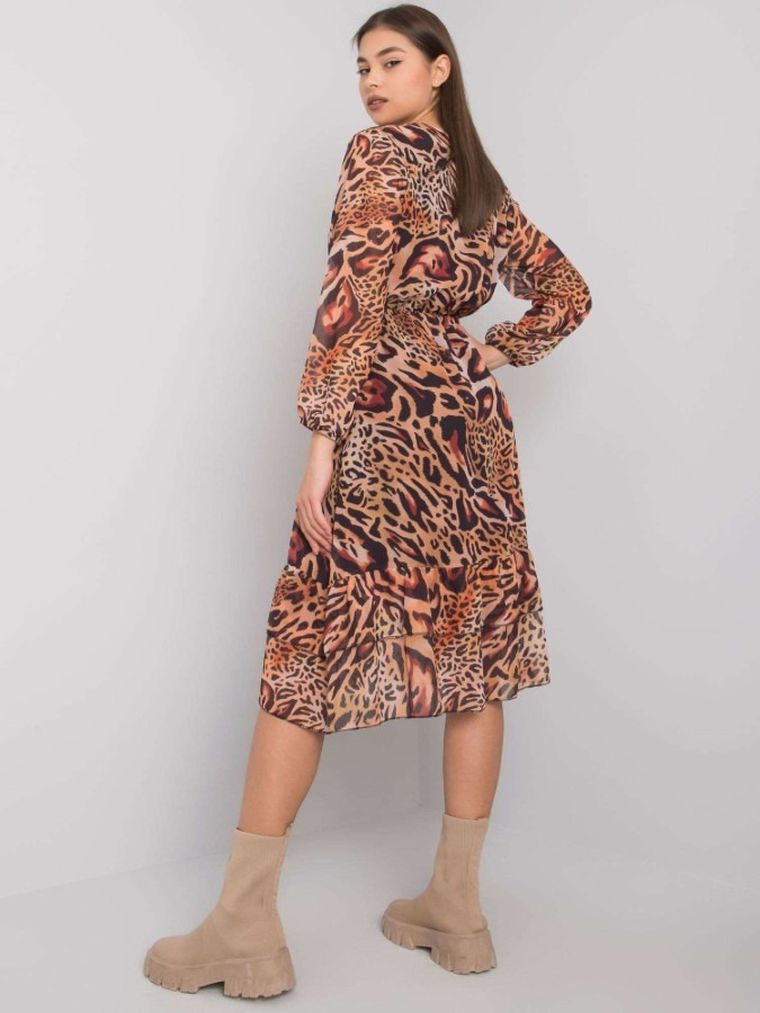 Sukienka damska, brązowa, Ex Moda