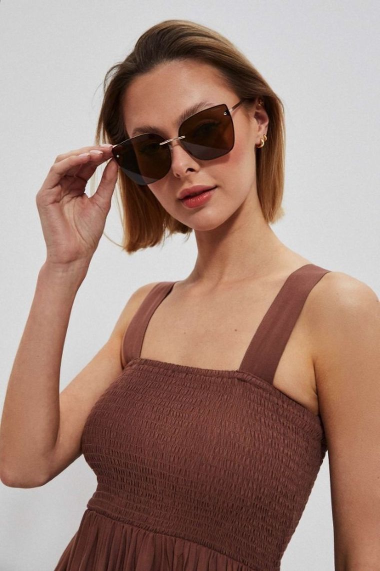 Sukienka damska, brązowa, Moodo