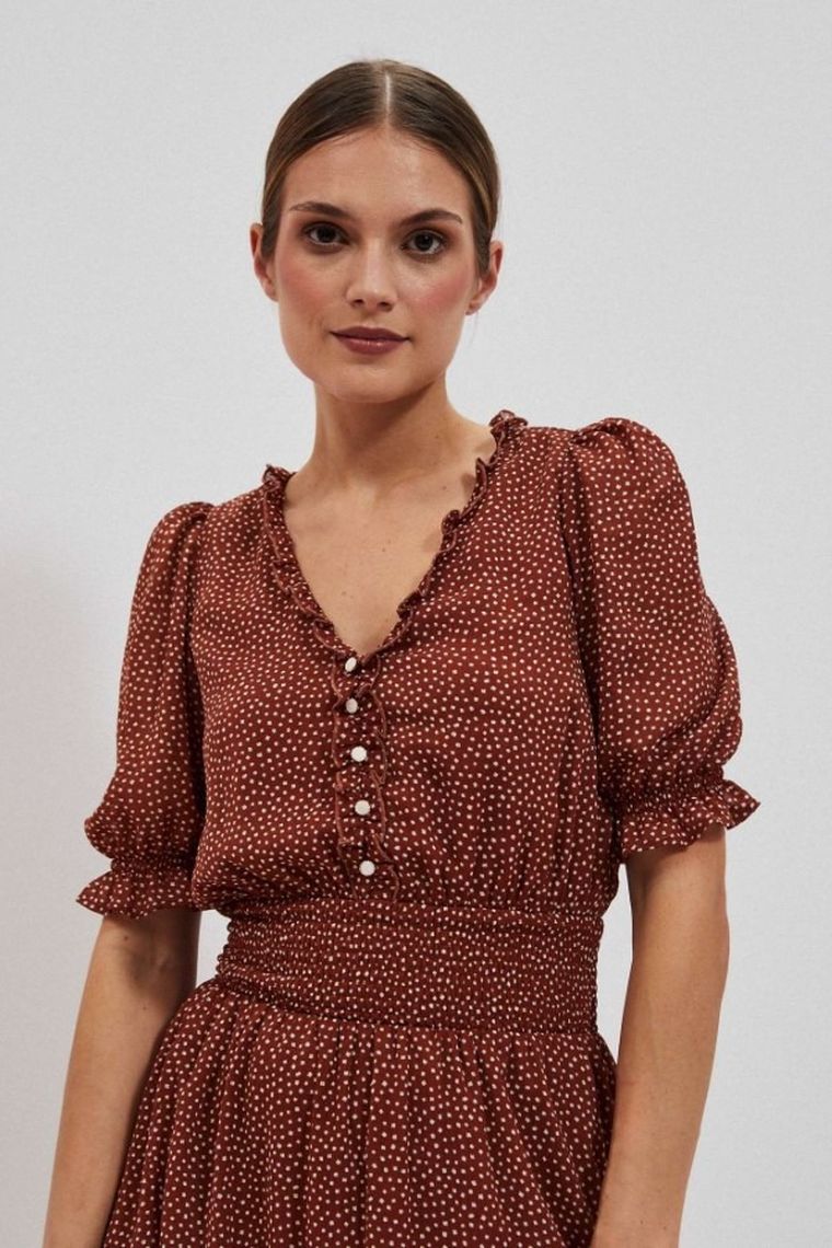 Sukienka damska, brązowa, Moodo