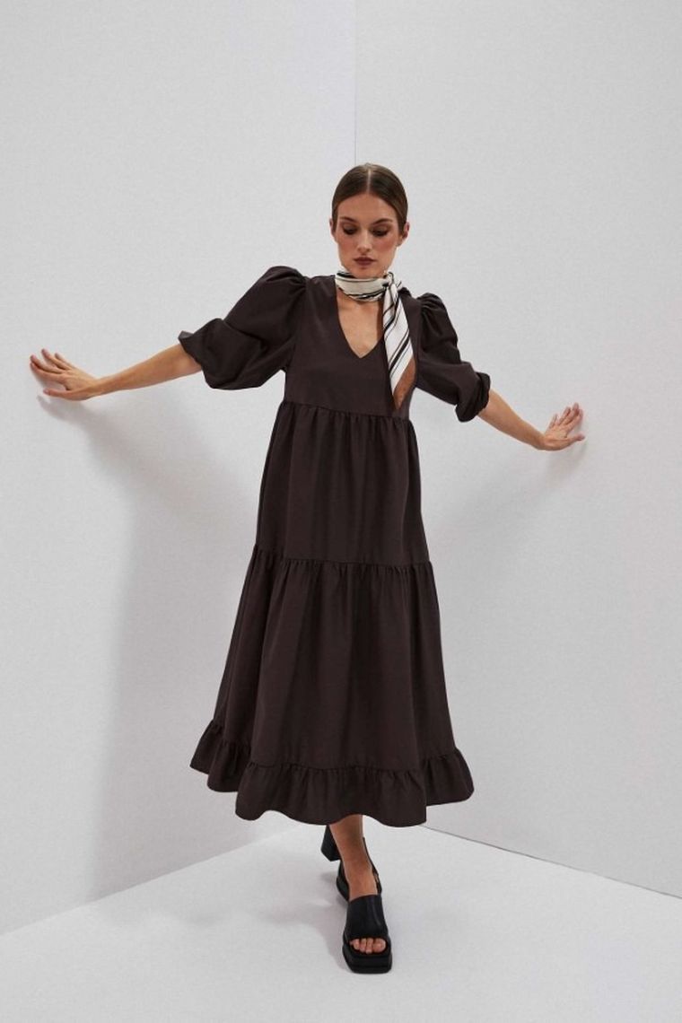 Sukienka damska, brązowa, Moodo