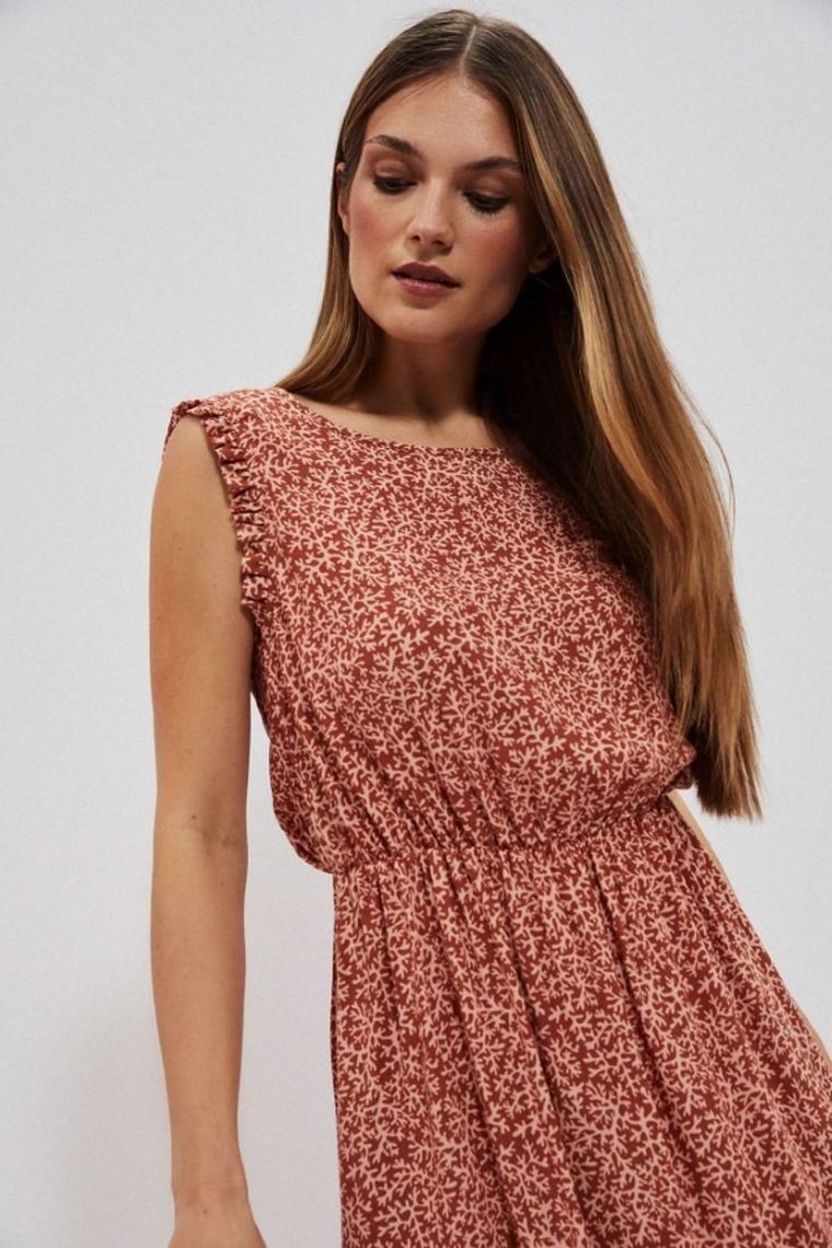 Sukienka damska, brązowa, Moodo