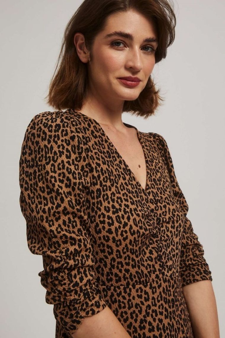 Sukienka damska, brązowa, Moodo