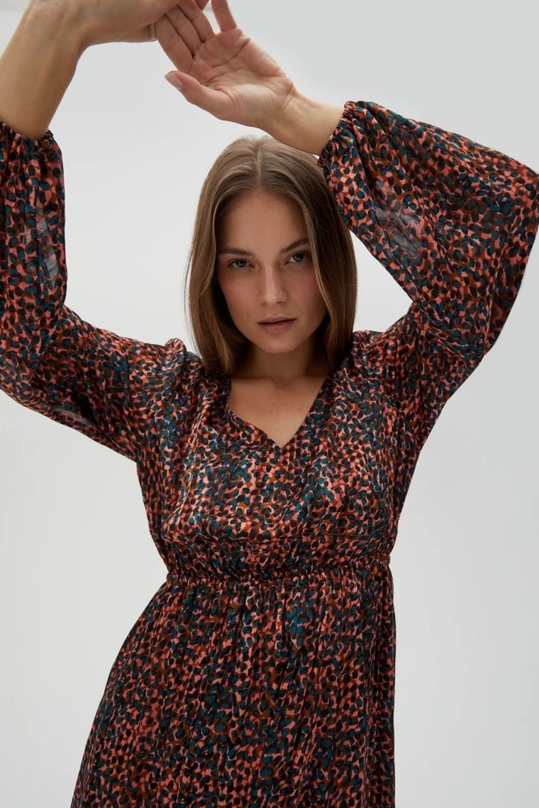 Sukienka damska, brązowa, Moodo