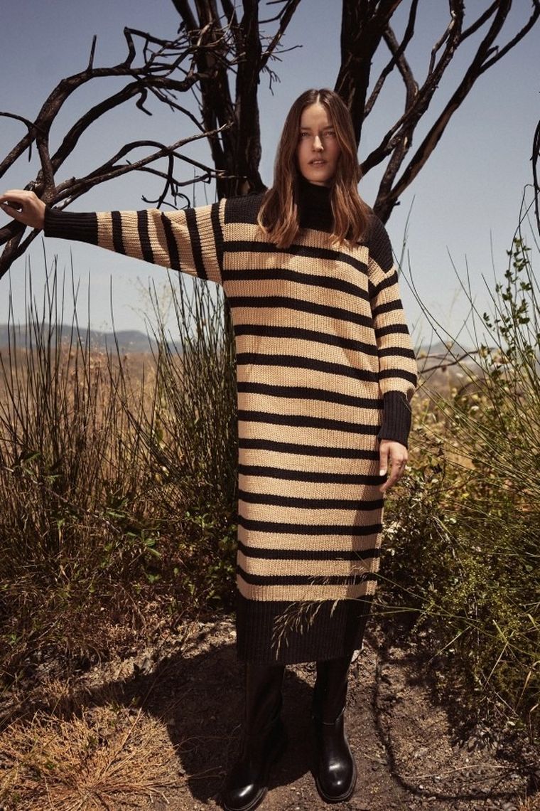 Sukienka damska, czarno-beżowa, Moodo