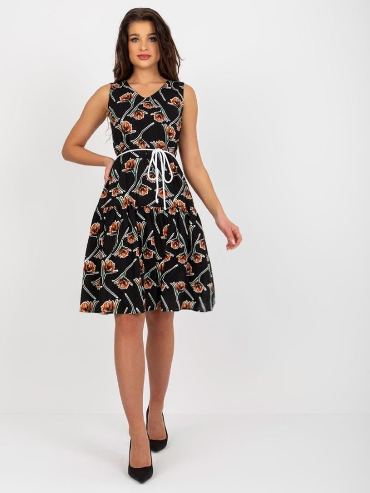 Sukienka damska, lniana, czarna, Lakerta