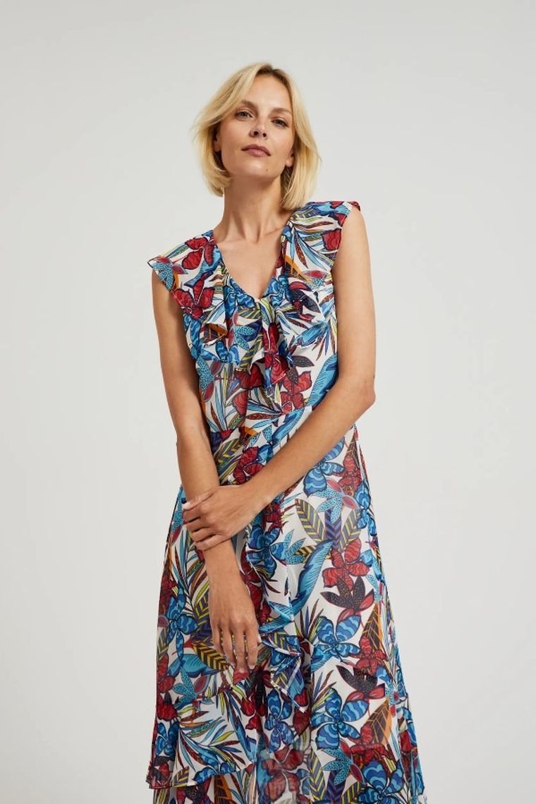 Sukienka damska, niebieska, Moodo