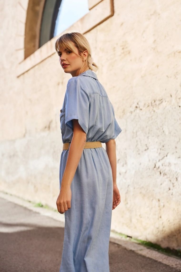 Sukienka damska, niebieska, Moodo