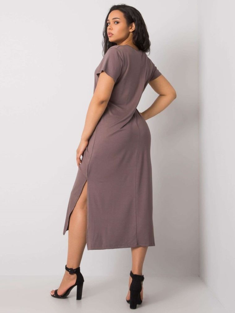 Sukienka damska, plus size, brązowa, Basic Feel Good